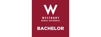A red poster with the word "Bachelor" written on it.