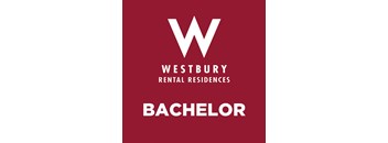 A red poster with the word "Bachelor" written on it.
