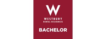 A red poster with the word "Bachelor" written on it.