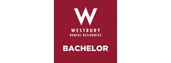 A red poster with the word "Bachelor" written on it.