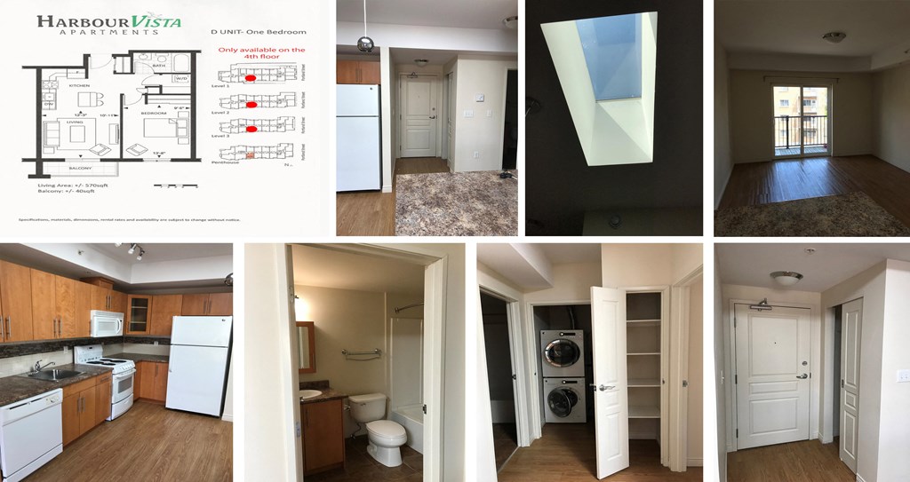 a collage of pictures of a renovated kitchen and living room