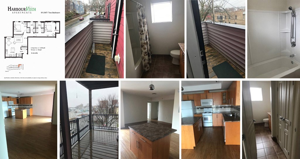 a collage of pictures of a renovated kitchen and living room