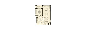 1 bed 1 bath floor plan E