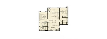 2bed 2 bath floor plan A