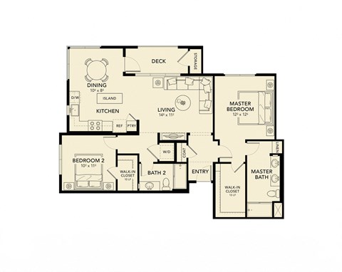 2bed 2 bath floor plan B at Luma at El Corazon Apartments, Oceanside, CA 92056