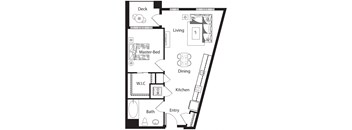 a floor plan of a small house with a bedroom and a living room