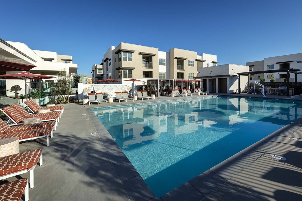 the swimming pool at the resort at Luma at El Corazon Apartments, Oceanside, 92056