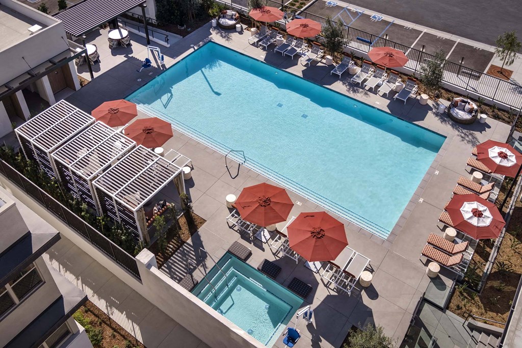 a view of the pool at the grove resort  spa or nearby at Luma at El Corazon Apartments, California