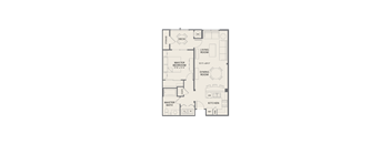 A floor plan of a house with a master bedroom, a living room, a dining room, a kitchen, a master bath, and a deck.