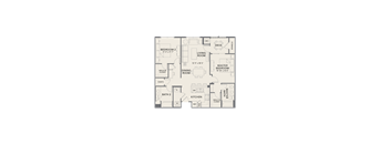 A floor plan of a home with a master bedroom, two bathrooms, a kitchen, a dining room, and two bedrooms.