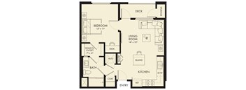 a floor plan of a house with a bedroom and a living room