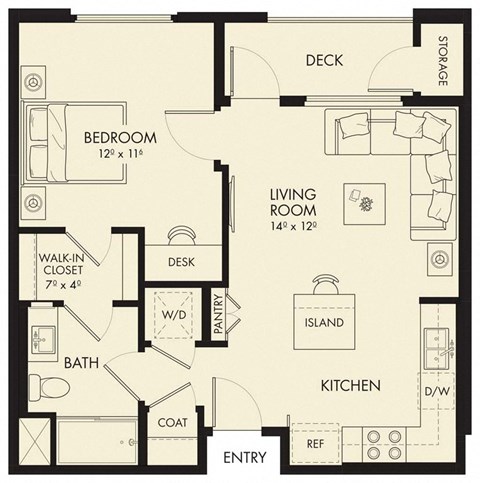 A1 Floor Plan at The Hub, San Diego, California