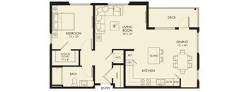 a floor plan of a unit with a bedroom and a living room