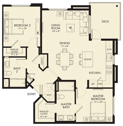B2 Floor Plan at The Hub, San Diego, 92131