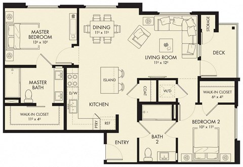 B4 Floor Plan at The Hub, San Diego, CA, 92131