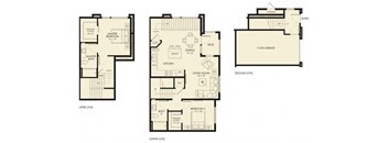 three floor plan of a house with different floors
