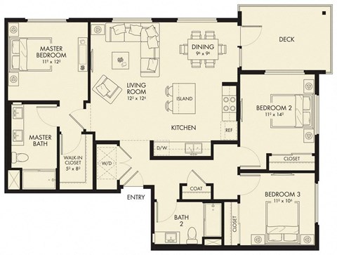 C1 Floor Plan at The Hub, San Diego, California