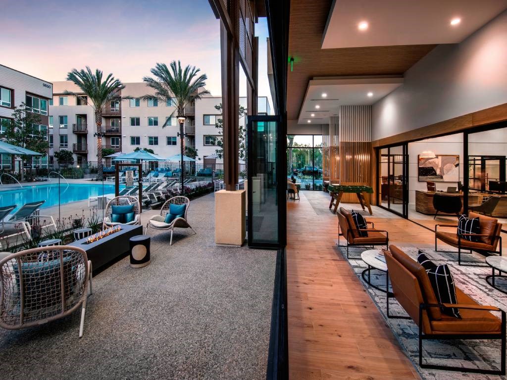 Poolside Fireplace Lounge at The Hub, San Diego, CA