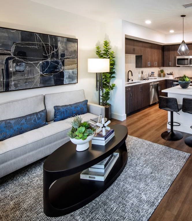 Living Area With Kitchen at The Hub, San Diego, CA