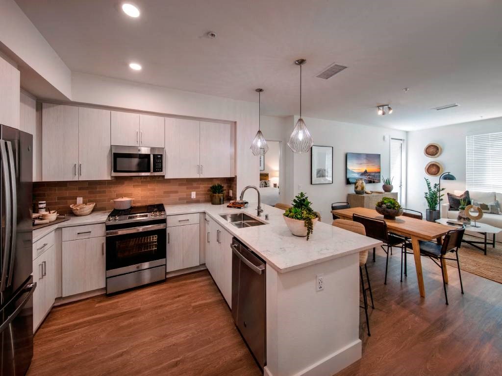 Kitchen And Dining Space at The Hub, San Diego, CA, 92131