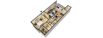 a floor plan of a home with a bedroom and a living room