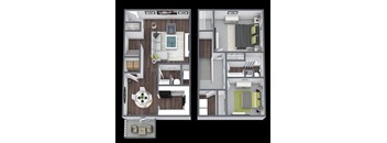 the layouts of two floor plans of a bedroom and living room are shown
