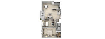 A detailed floor plan of a house showing the layout of the rooms.