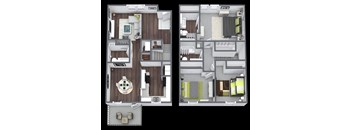the suite floor plan  1 bedroom with 2 baths