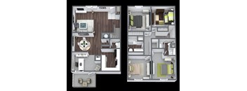 the floor plan of studio apartment with bedroom and living room