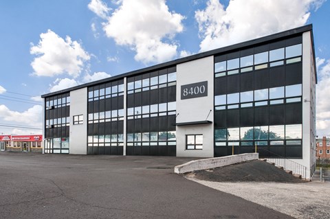 A large building with the number 8400 on it.