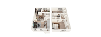 two floor plans of a house with two bedrooms and a living room