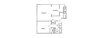a floor plan of a living room and a dining room