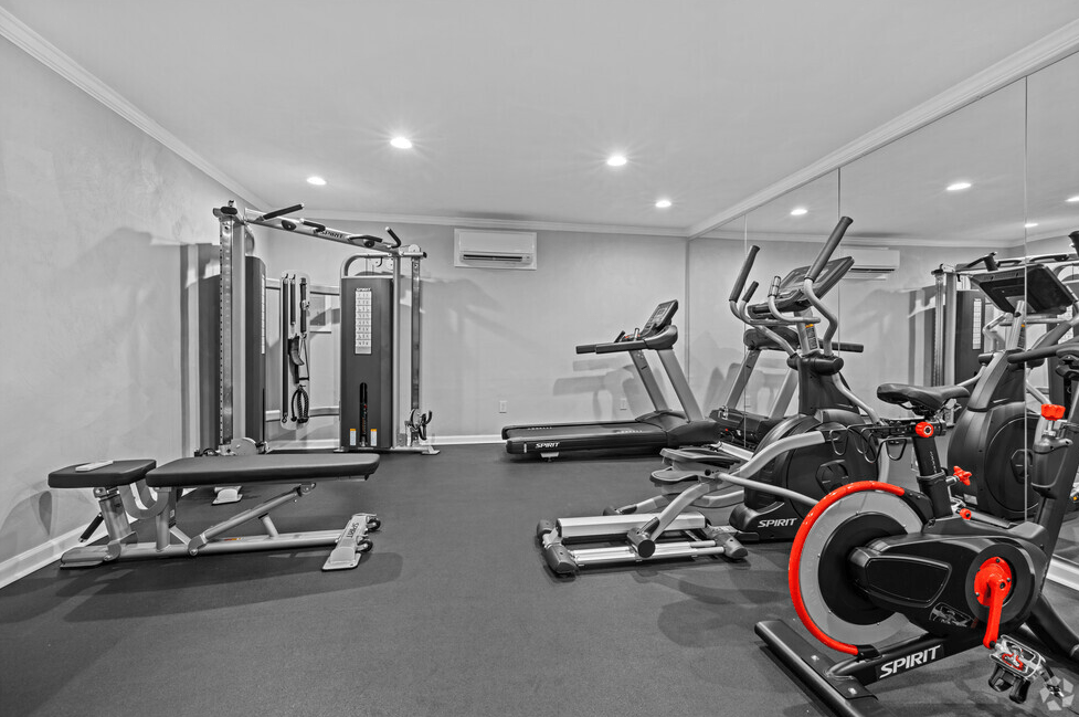 a gym with a lot of exercise equipment