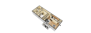 the illustration of thewynn floor plan with a bedroom and a living room