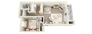 a 3d floor plan of a house with a bedroom