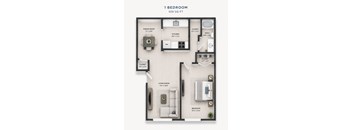 A floor plan of a 1 bedroom apartment sized at 559 square feet.