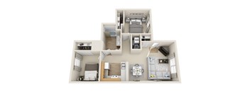 a 3d floor plan of a house with a bedroom and a bathroom