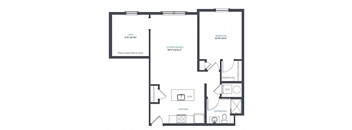 1 bed 1 bath A1.2 Floor Plan at Canfield Park at Fairfield Metro, Connecticut, 06605