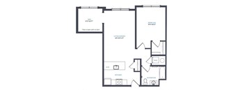 1 bed 1 bath A1.3 Floor Plan at Canfield Park at Fairfield Metro, Connecticut