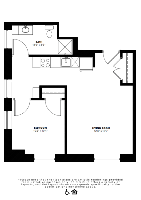 1 bed 1 bath at The 55 Elm Club Apartments, Connecticut, 06106