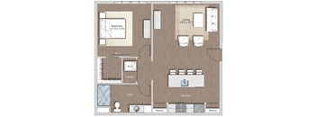a floor plan of a residence with a bedroom and a living room  at Sono Central Residential, Norwalk, CT