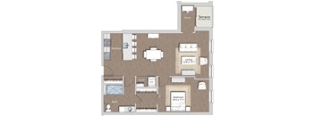 a floor plan of a house with a bedroom and a living room  at Sono Central Residential, Norwalk, CT