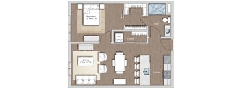 a floor plan of a living room with a bedroom and a kitchen at Sono Central Residential, Norwalk, Connecticut