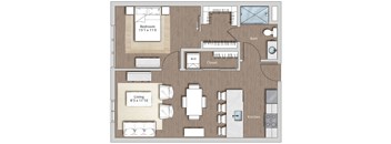 a floor plan of a living room with a bedroom and a kitchen  at Sono Central Residential, Connecticut