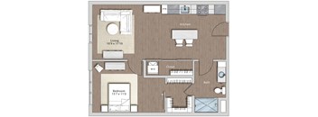 a floor plan of a residence with a bedroom and a living room at Sono Central Residential, Norwalk, Connecticut