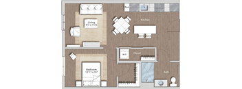 a floor plan of a house with a bedroom and a living room at Sono Central Residential, Norwalk, Connecticut