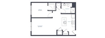 1 bed 1 bath A5 Floor Plan at Canfield Park at Fairfield Metro, Bridgeport, 06605