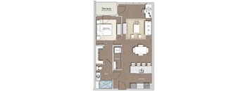 a floor plan of a residence with a bedroom and a living room  at Sono Central Residential, Connecticut