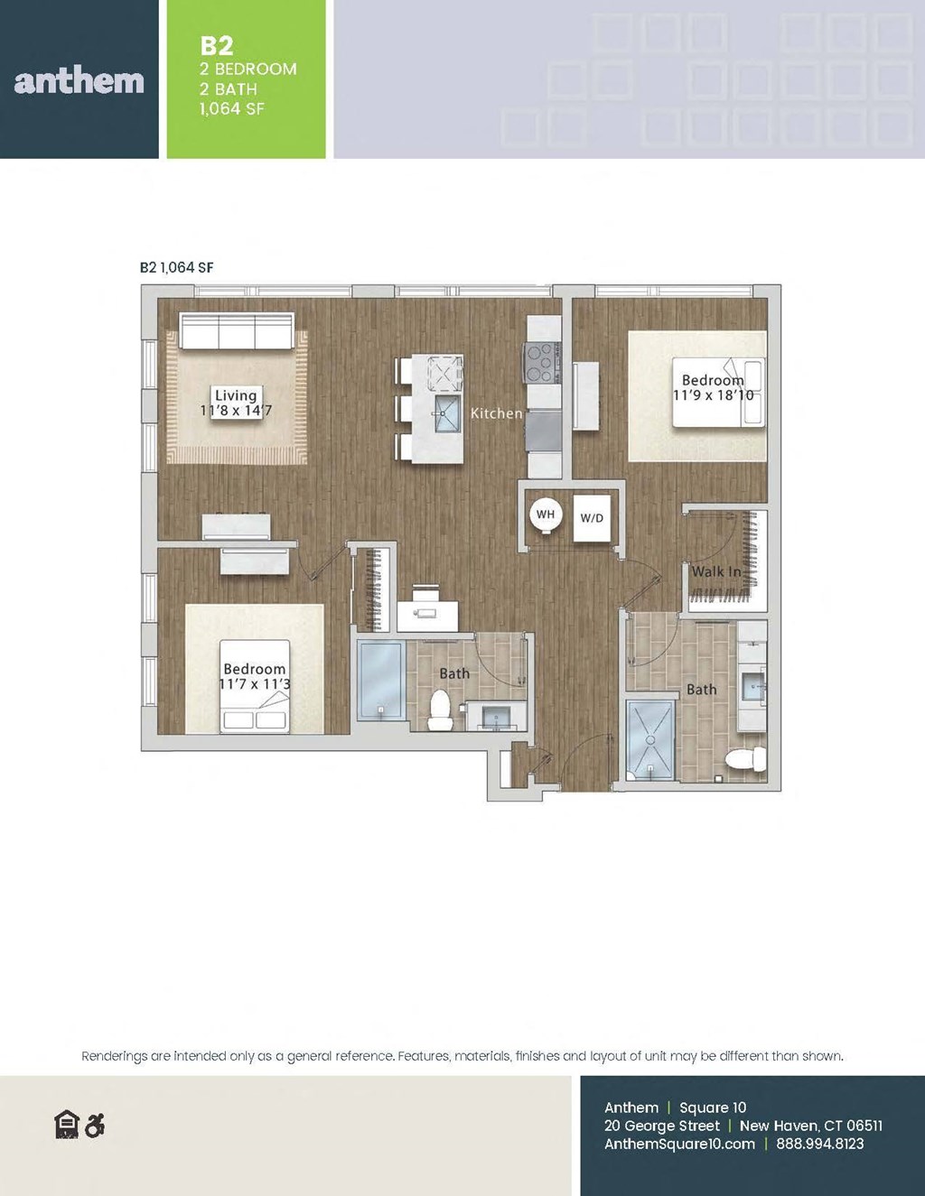 a typical floor plan of a 1 bedroom apartment