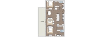 a floor plan of a residence with a bedroom and a living room  at Sono Central Residential, Norwalk, CT